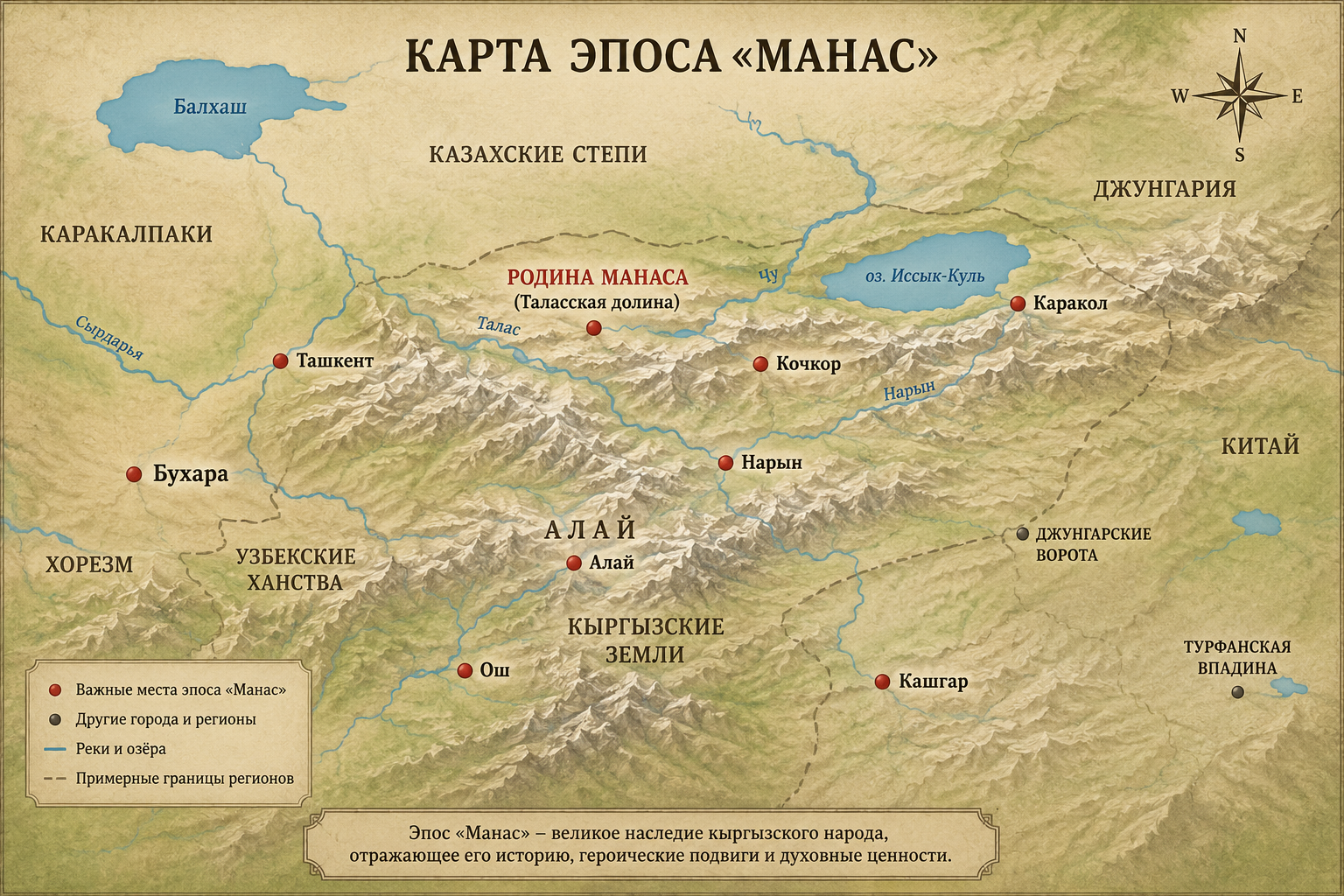 Карта эпоса Манас